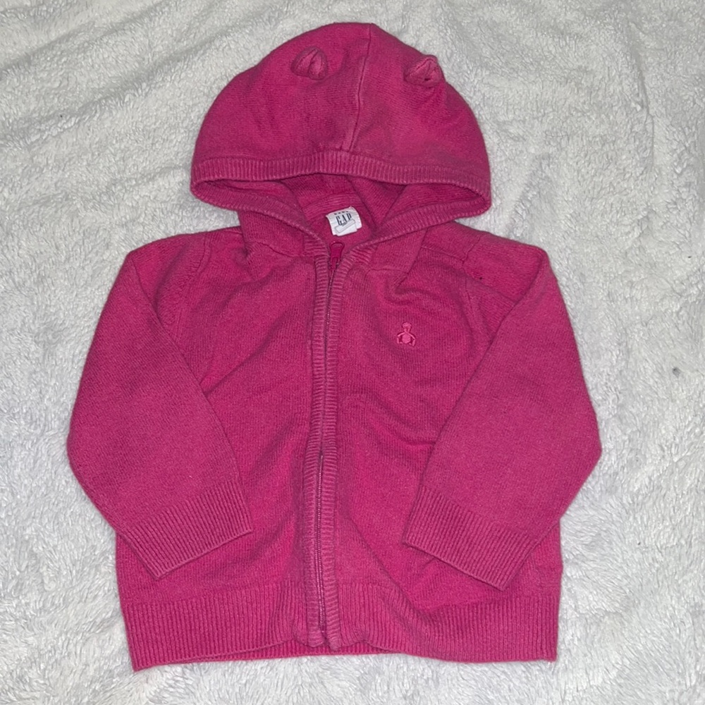 baby gap pink zip up sweater with hood 18-24 months baby girl clothing